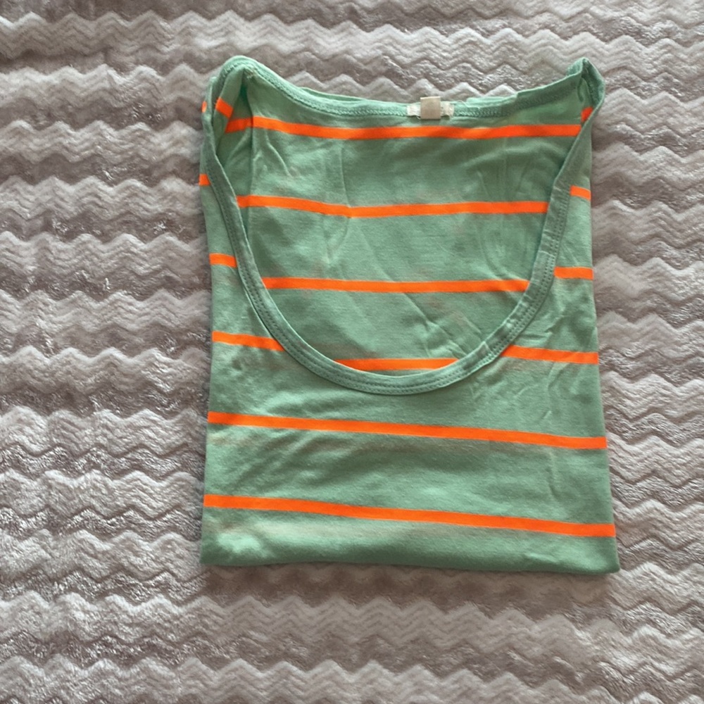 J. Crew Orange and Green Striped T-Shirt Size XS